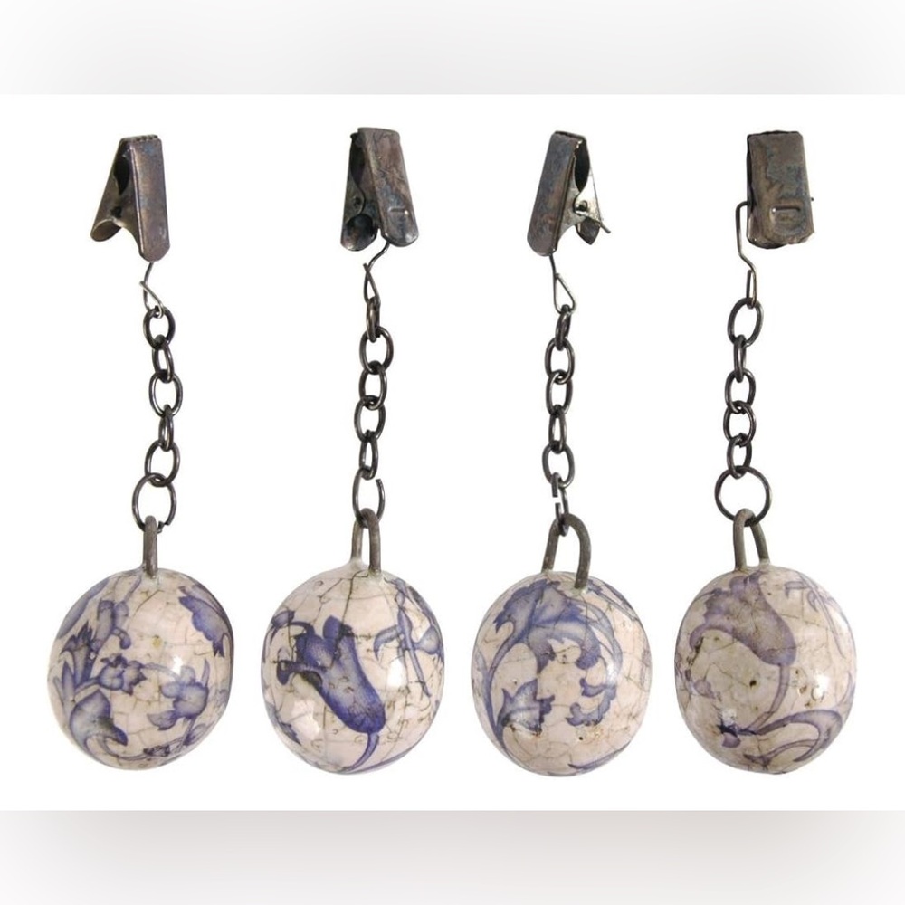 NEW Esschert Design USA Aged Ceramic Tablecloth Weights, Set of 4